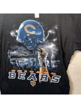 Chicago Bears NFL Team Apparel XLT Black Graphic T-Shirt Cotton Mens Sportswear